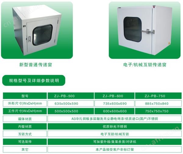 普通传递窗标准规格尺寸与技术参数 普通传递窗标准规格尺寸与技术参数